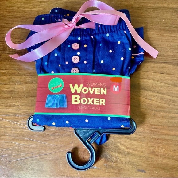 Woven Boxer Shorts Blue with Colorful Polka Dots Gift Womens Medium - Picture 4 of 6